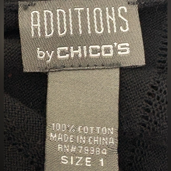 Additions by Chico’s Black Open Front Tassel Cardigan | Size Medium - Picture 5 of 6